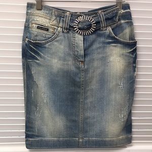 Dolce and Gabbana Distressed Denim Skirt
